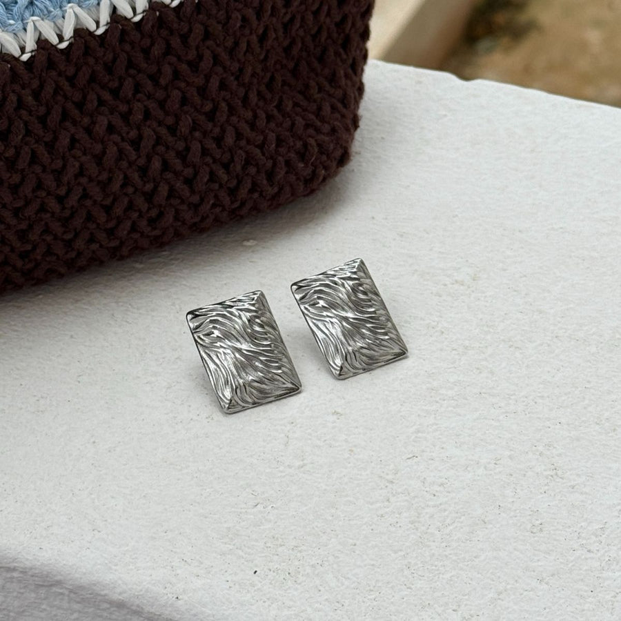 Wind Square örhängen Silverfärgad
