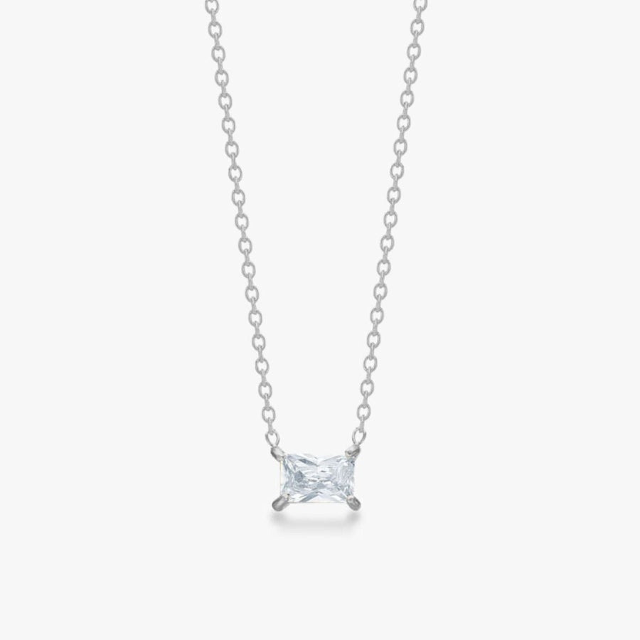 Floating Emerald Kristall Halsband Silverfärgad