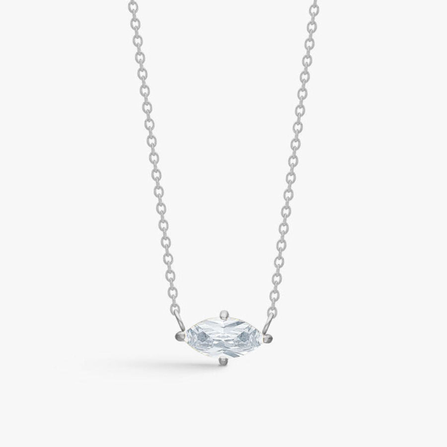 Floating Marquise Kristall Halsband Silverfärgad