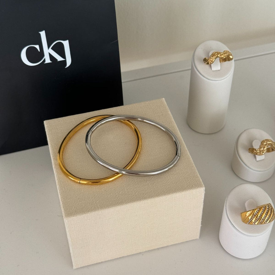 Oval Dome Bangle 18K Guldplätering