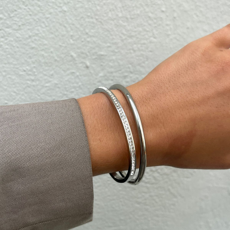 Oval Dome Bangle Silverfärgad