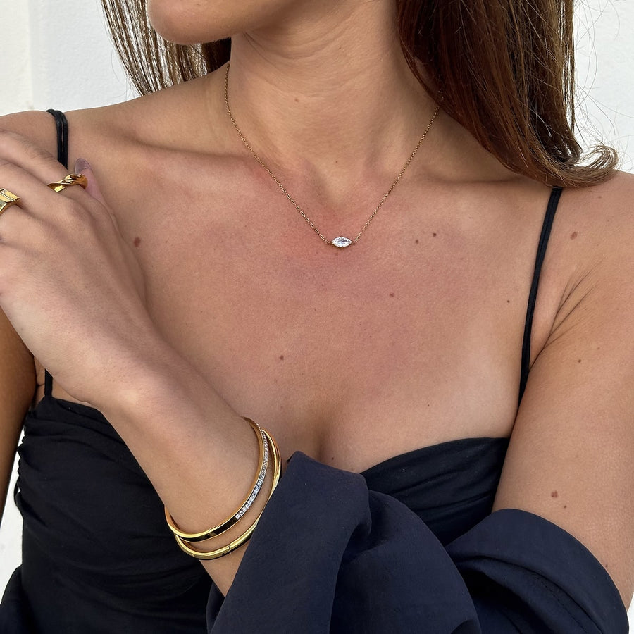 Floating Marquise Kristall Halsband 18K Guldplätering