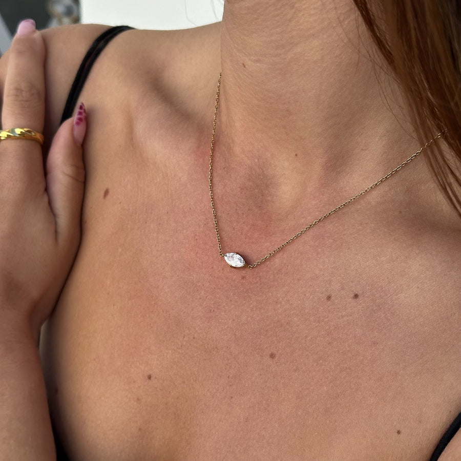 Floating Marquise Kristall Halsband 18K Guldplätering