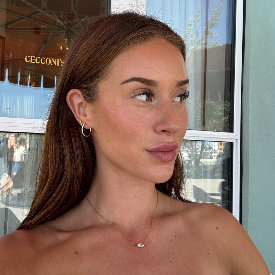 Floating Marquise Kristall Halsband 18K Guldplätering