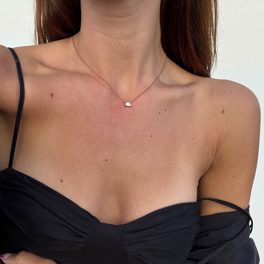 Floating Emerald Kristall Halsband 18K Guldplätering
