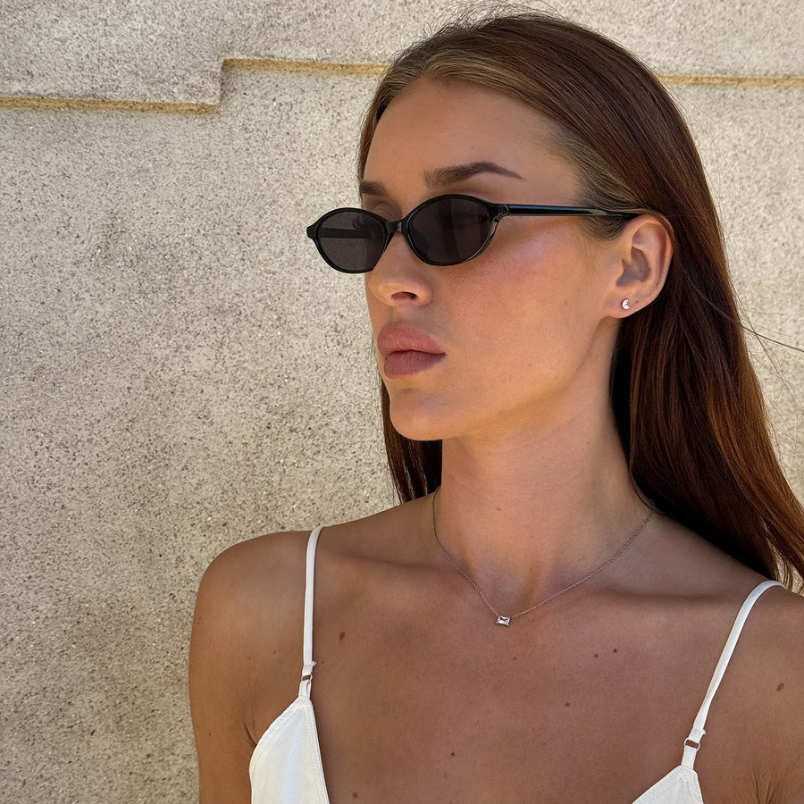 Floating Emerald Kristall Halsband Silverfärgad
