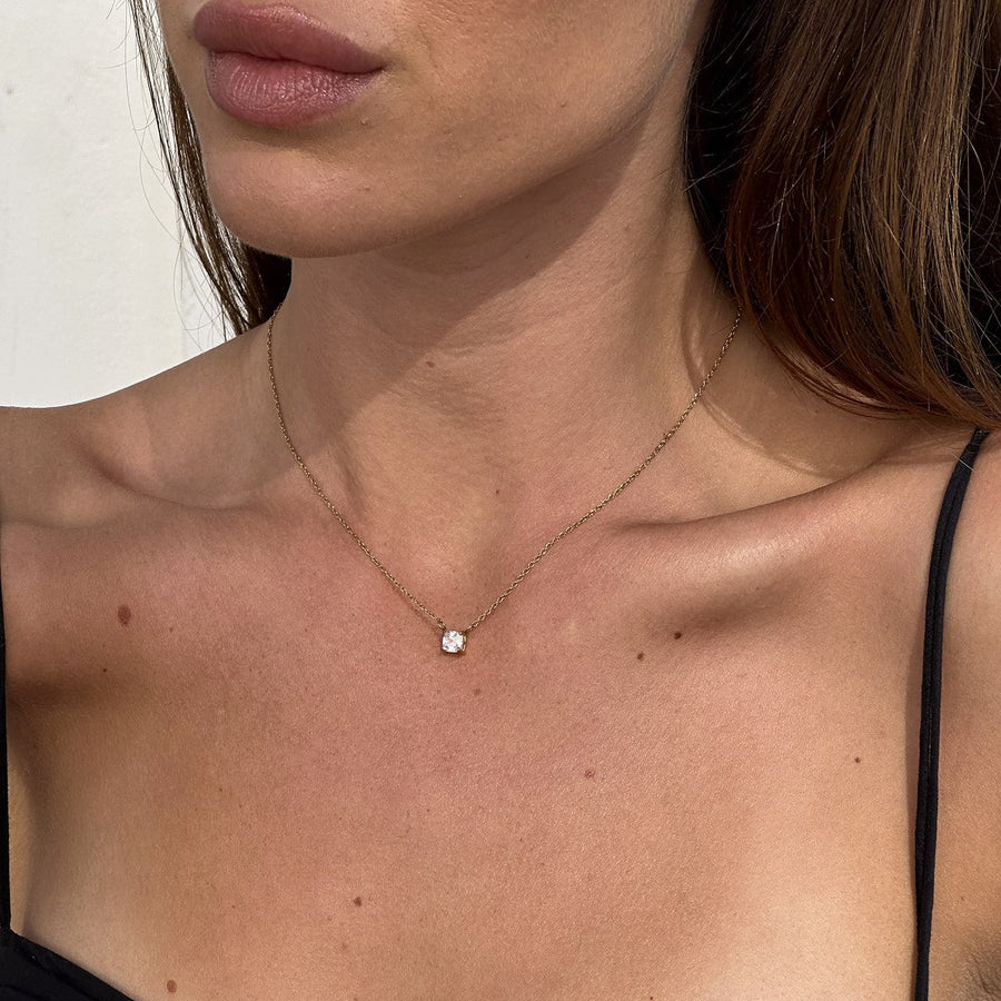 Floating Cushion Kristall Halsband 18K Guldplätering