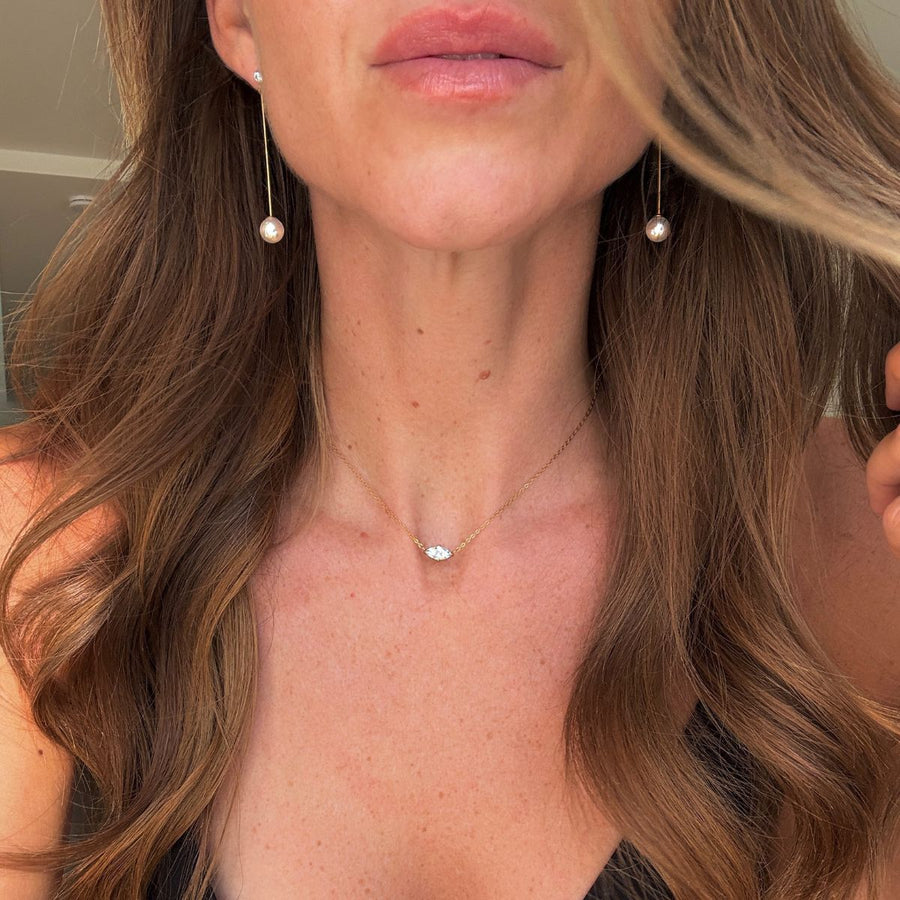 Floating Marquise Kristall Halsband 18K Guldplätering