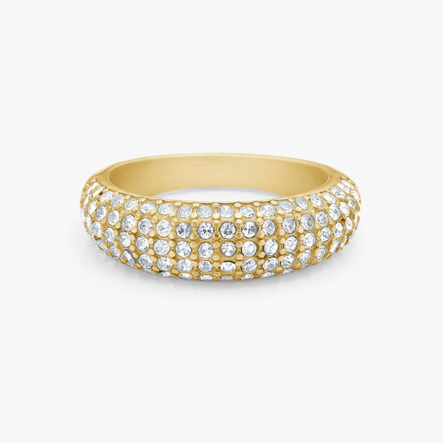 Classic Dome Pavé Kristall Ring 18K Guldplätering