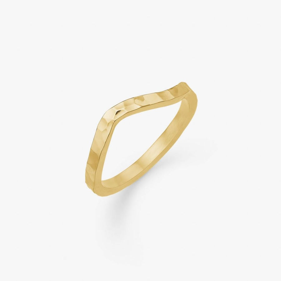 Hamret Wave Ring 18K Guldplätering 2mm