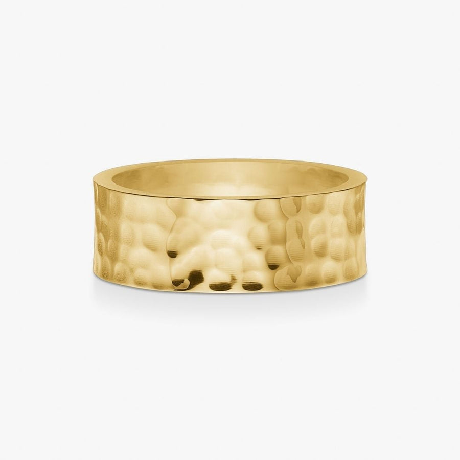 Hamret Band Ring 18K Guldplätering 6mm