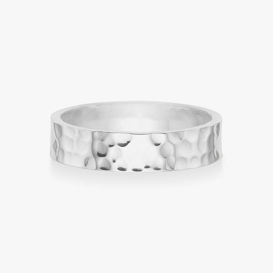 Hamret Band Ring 925S Silverpläterad 4mm