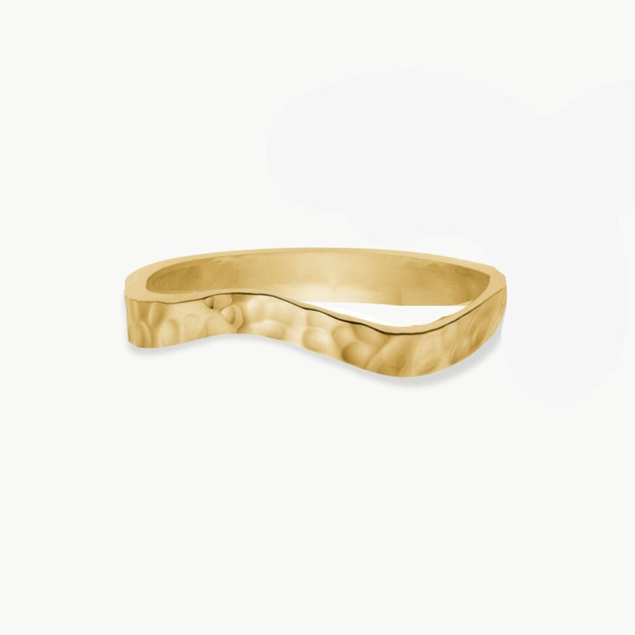 Hamret Wave Ring 18K Guldplätering 2mm