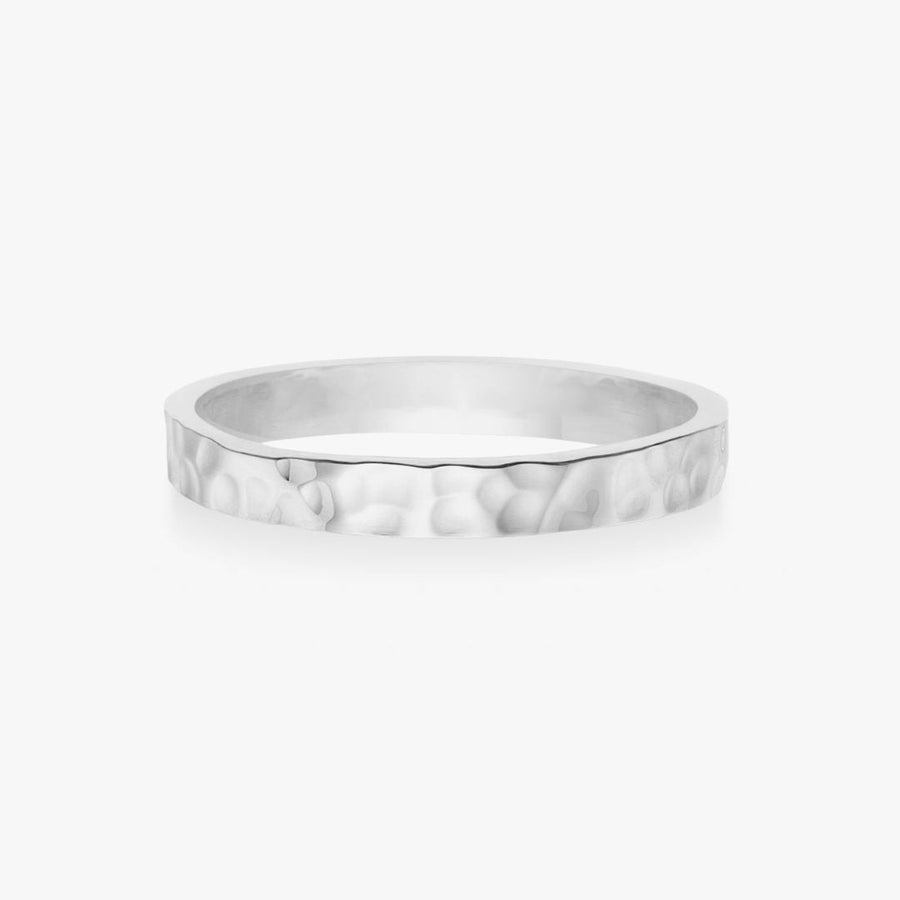 Hamret Band Ring 925S Silverpläterad 2mm