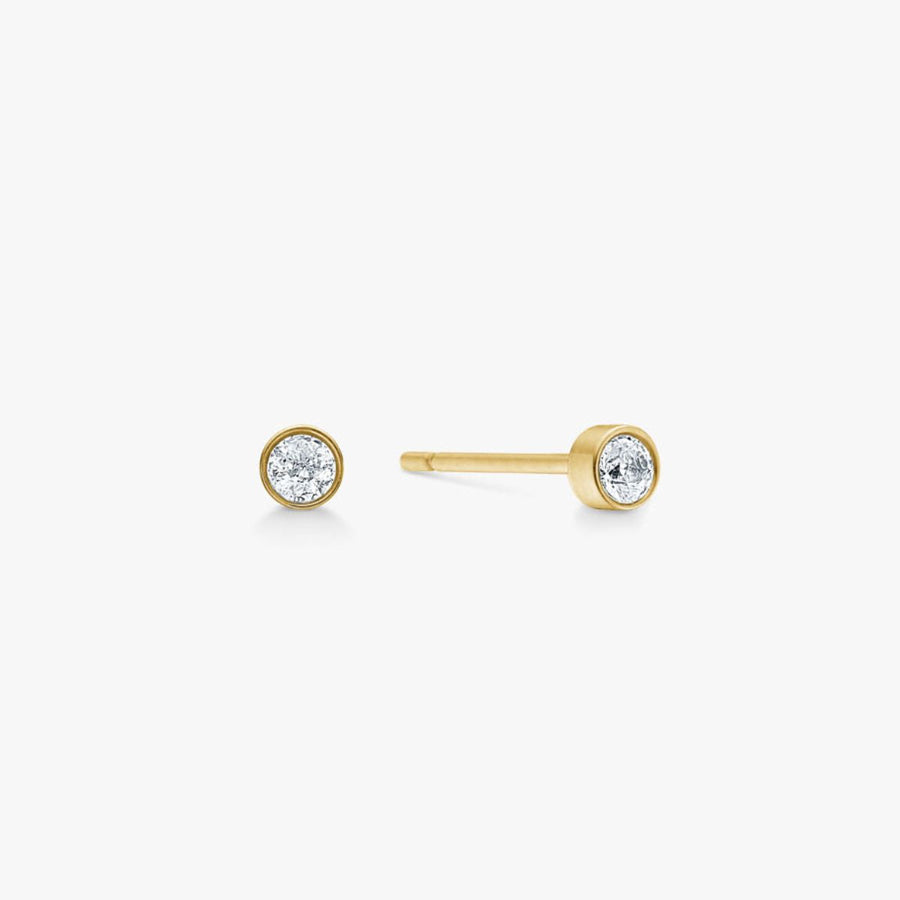 Krystal Stud Øreringe 18K Guldbelagt 2mm