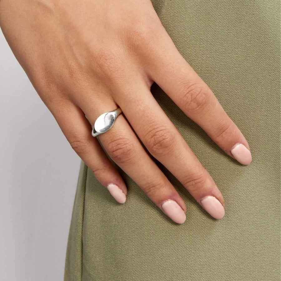 Oval Signet Ring 925S Silverpläterad