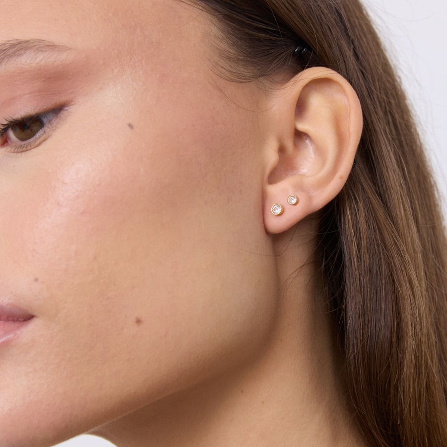 Krystal Stud Øreringe 18K Guldbelagt 3mm