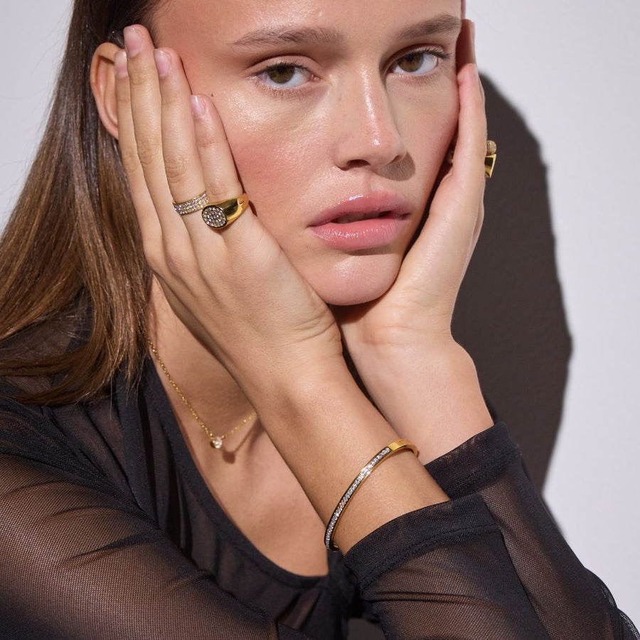 Kristall Bangle 18K Guldplätering 4mm