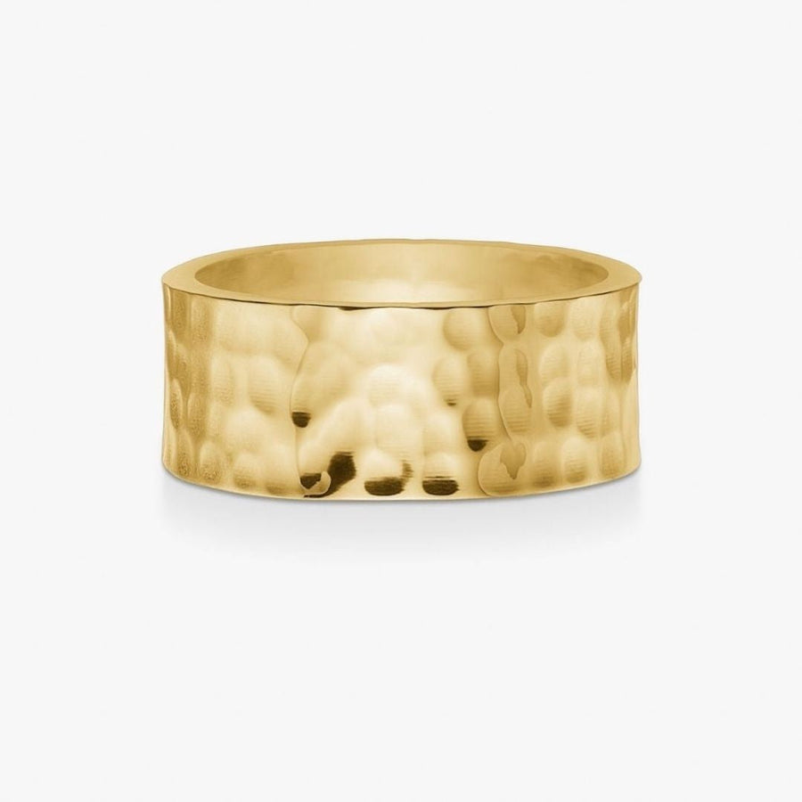 Hamret Band Ring 18K Guldbelagt 8mm