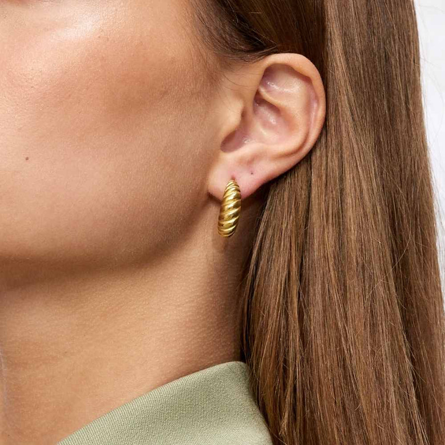 Classic Twist Dome Hoops 18K Guldplätering Liten